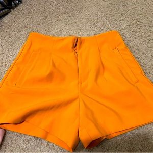Orange high waist trouser shorts